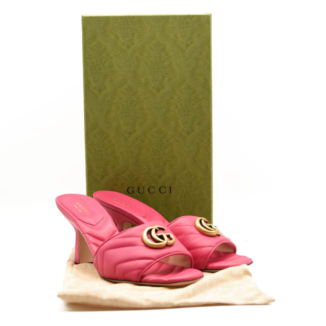 Gucci GG Quilted Slide Sandal (Women) Size 38.5 Pink Marmont