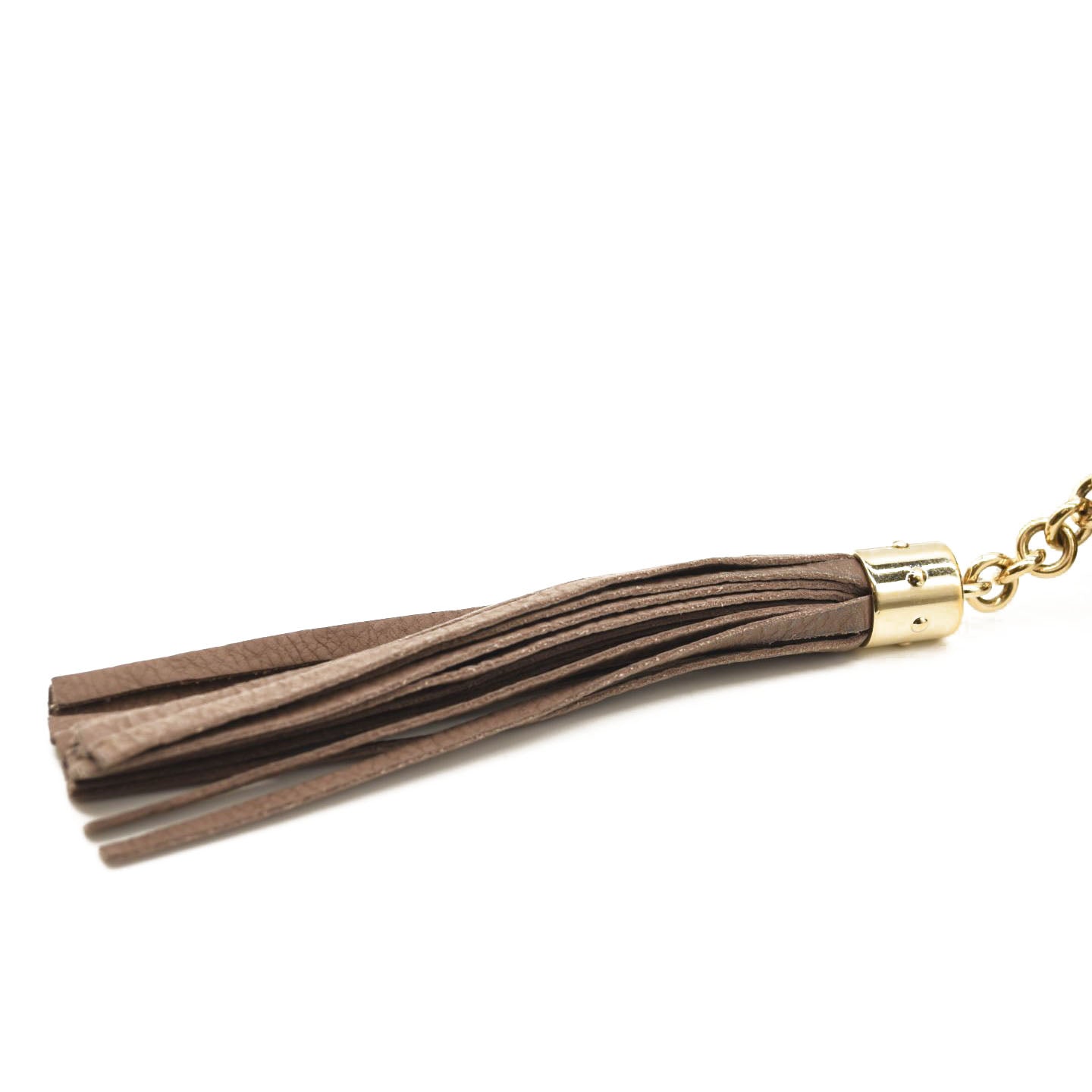 GUCCI Pebbled Calfskin Mini Soho Chain Bag Camelia