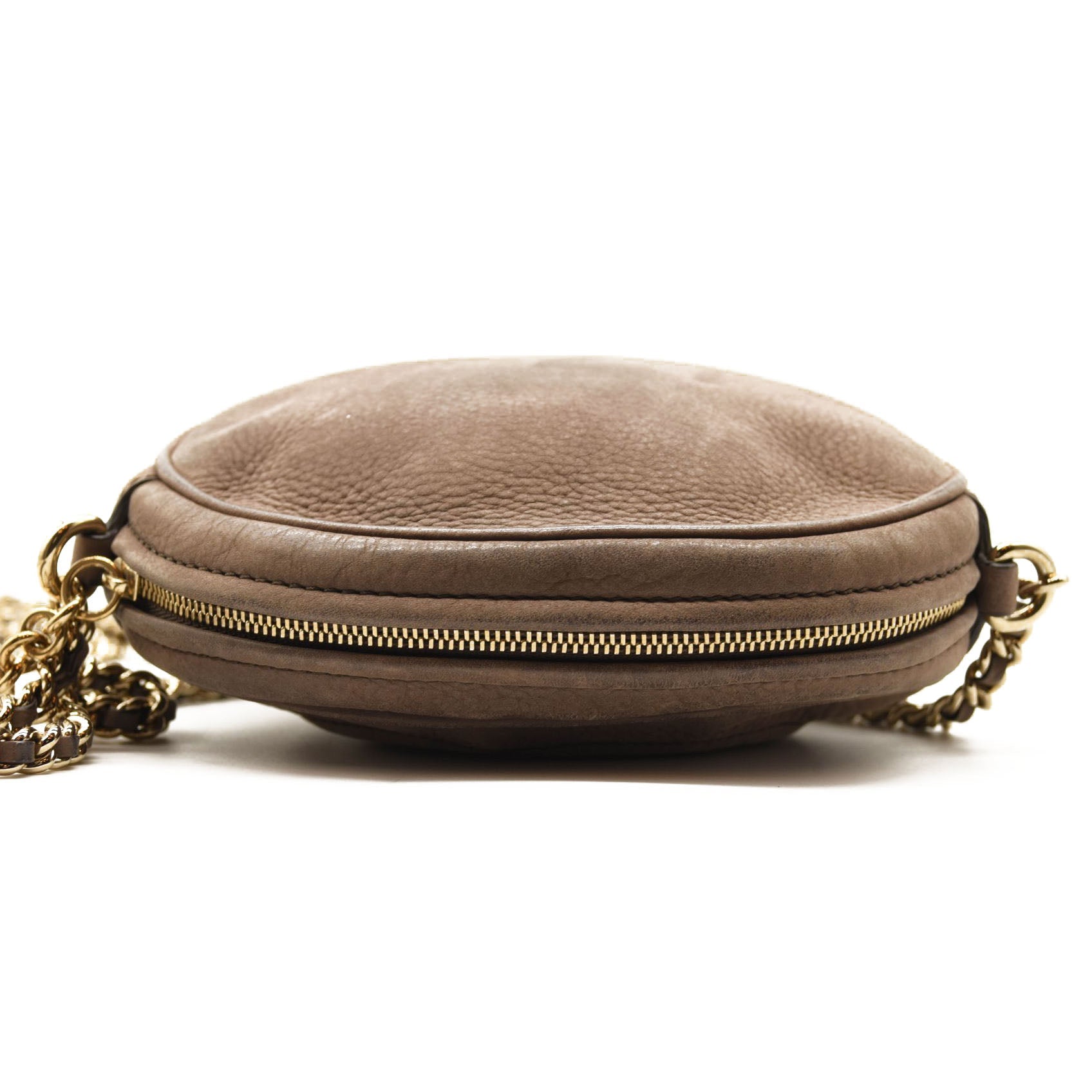 GUCCI Pebbled Calfskin Mini Soho Chain Bag Camelia