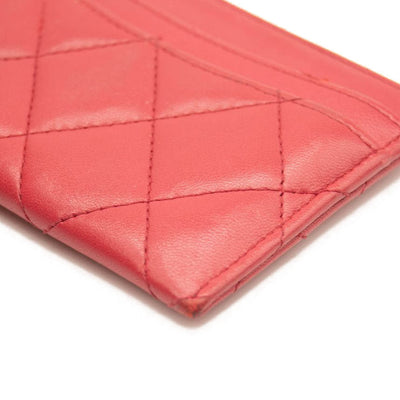 Chanel Lambskin Quilted Card Holder Red