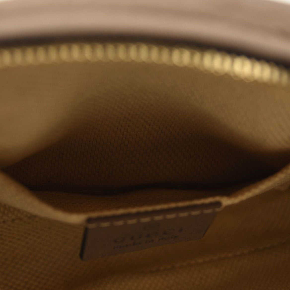 GUCCI Pebbled Calfskin Mini Soho Chain Bag Camelia