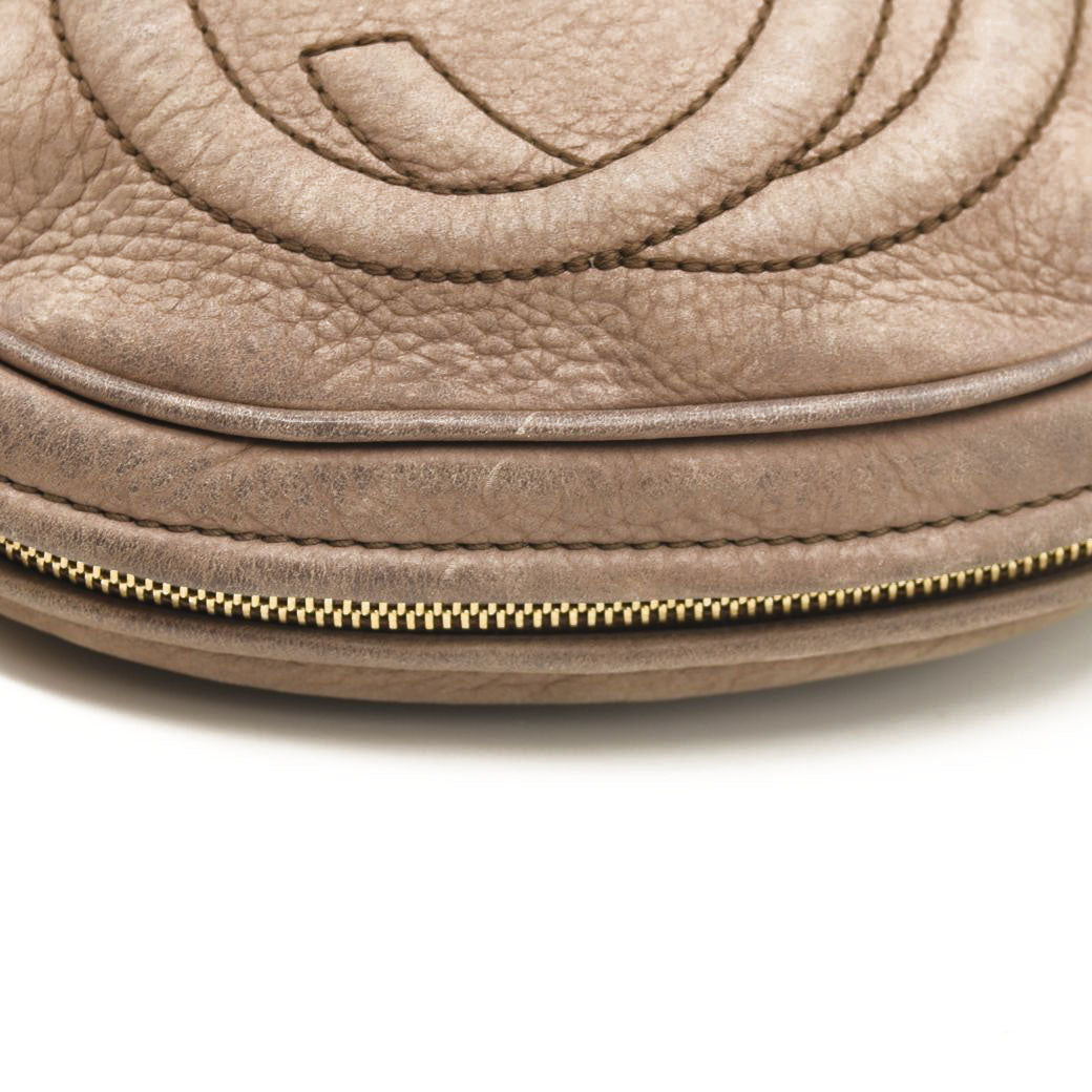 GUCCI Pebbled Calfskin Mini Soho Chain Bag Camelia