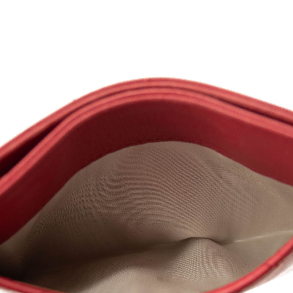 Chanel Lambskin Quilted Card Holder Red