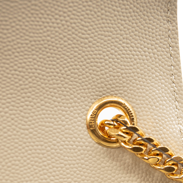 NEW Saint Laurent Monogram Small Envelope Leather Wallet On Chain Mixed Matelasse