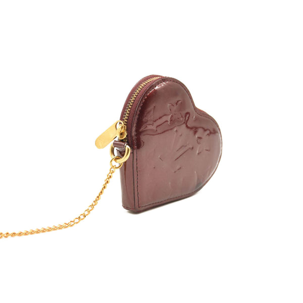 Louis Vuitton Red Vernis Leather Heart Wristlet Coin Pouch