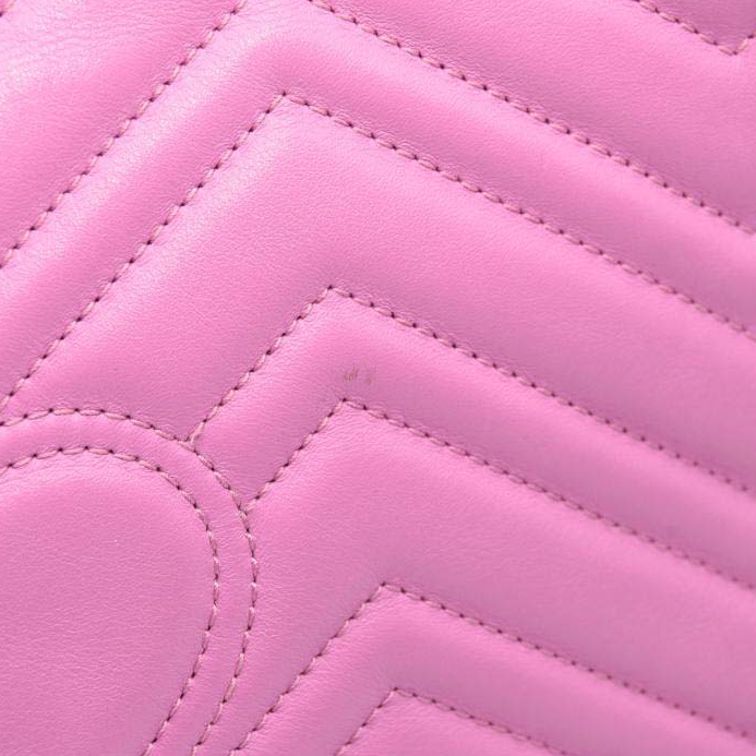 USED Gucci Calfskin Matelasse Medium GG Marmont Shoulder Bag Candy Mousse