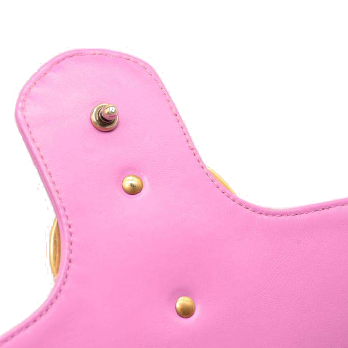 USED Gucci Calfskin Matelasse Medium GG Marmont Shoulder Bag Candy Mousse