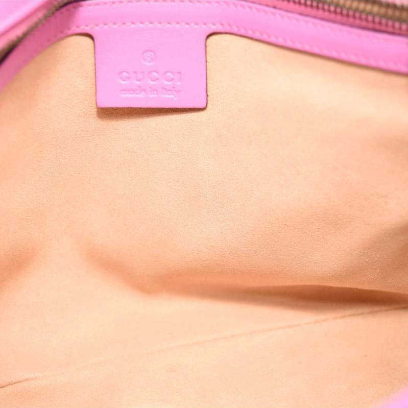 USED Gucci Calfskin Matelasse Medium GG Marmont Shoulder Bag Candy Mousse