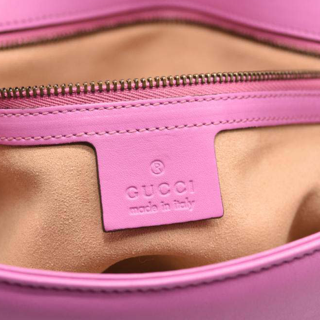 USED Gucci Calfskin Matelasse Medium GG Marmont Shoulder Bag Candy Mousse