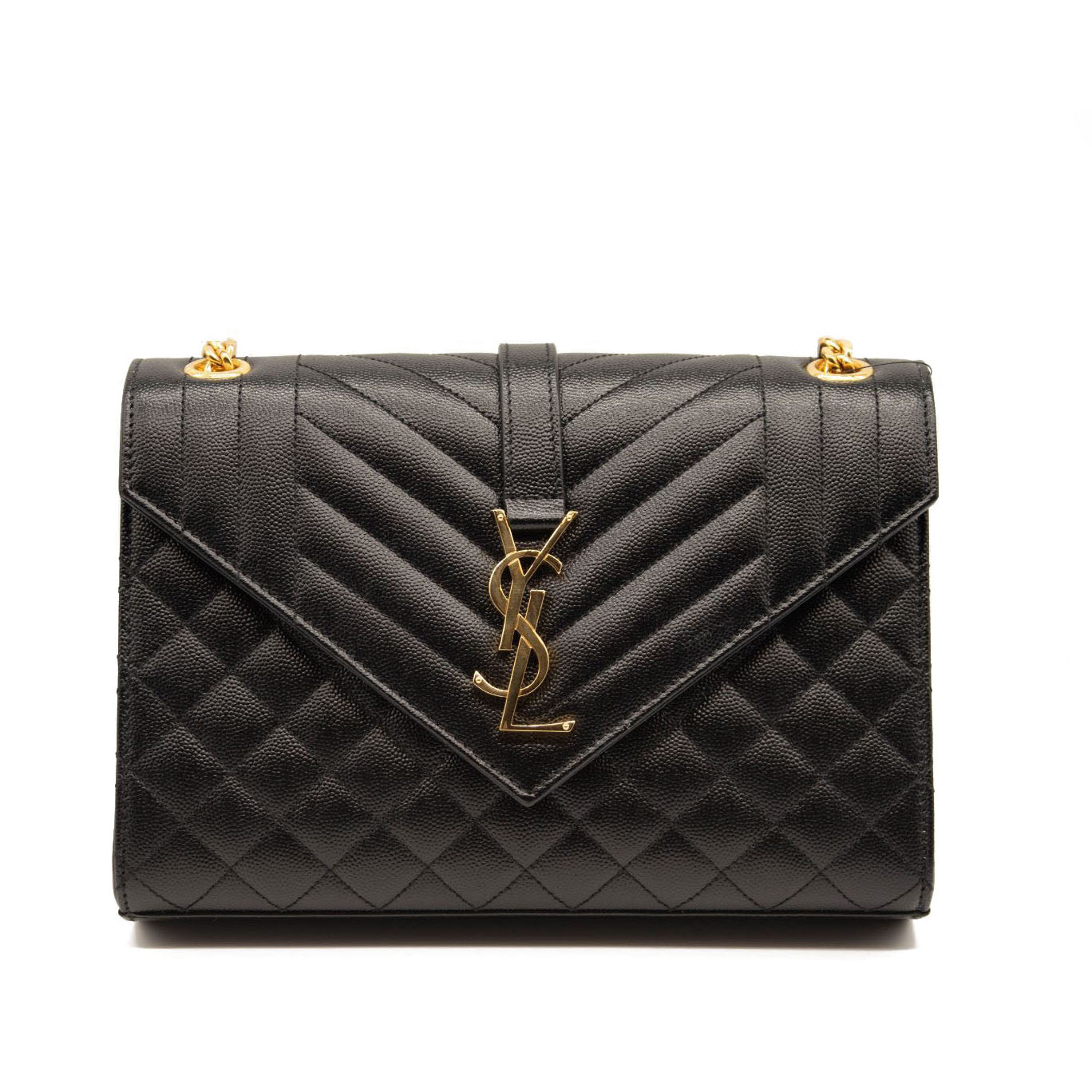 NEW Saint Laurent Grain De Poudre Textured Mixed Matelasse Triquilt Medium Monogram Satchel Black