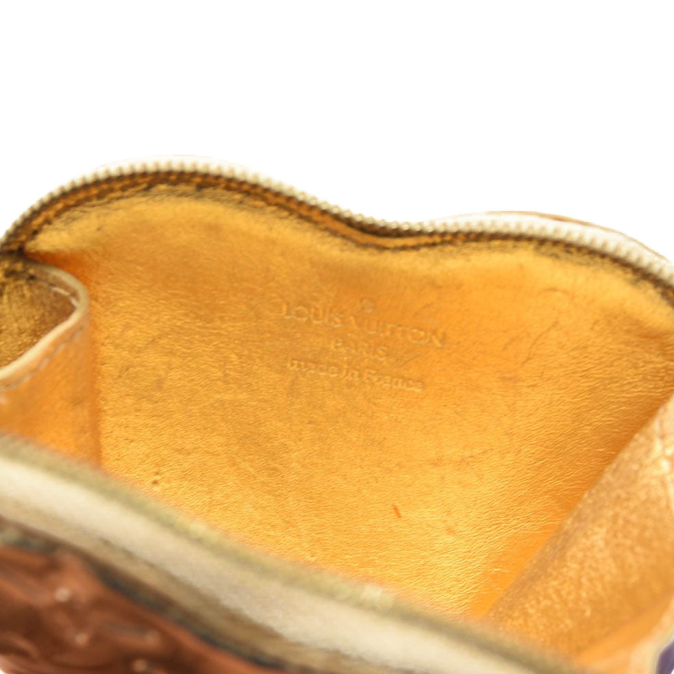 LOUIS VUITTON Monogram Miroir Heart Coin Purse Gold 125799
