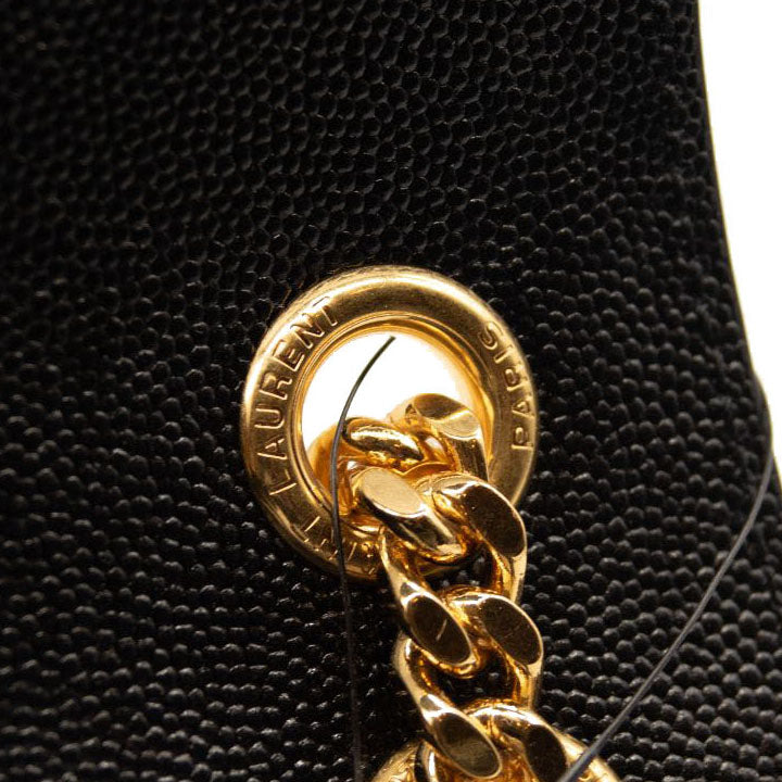 NEW Saint Laurent Grain De Poudre Textured Mixed Matelasse Triquilt Medium Monogram Satchel Black