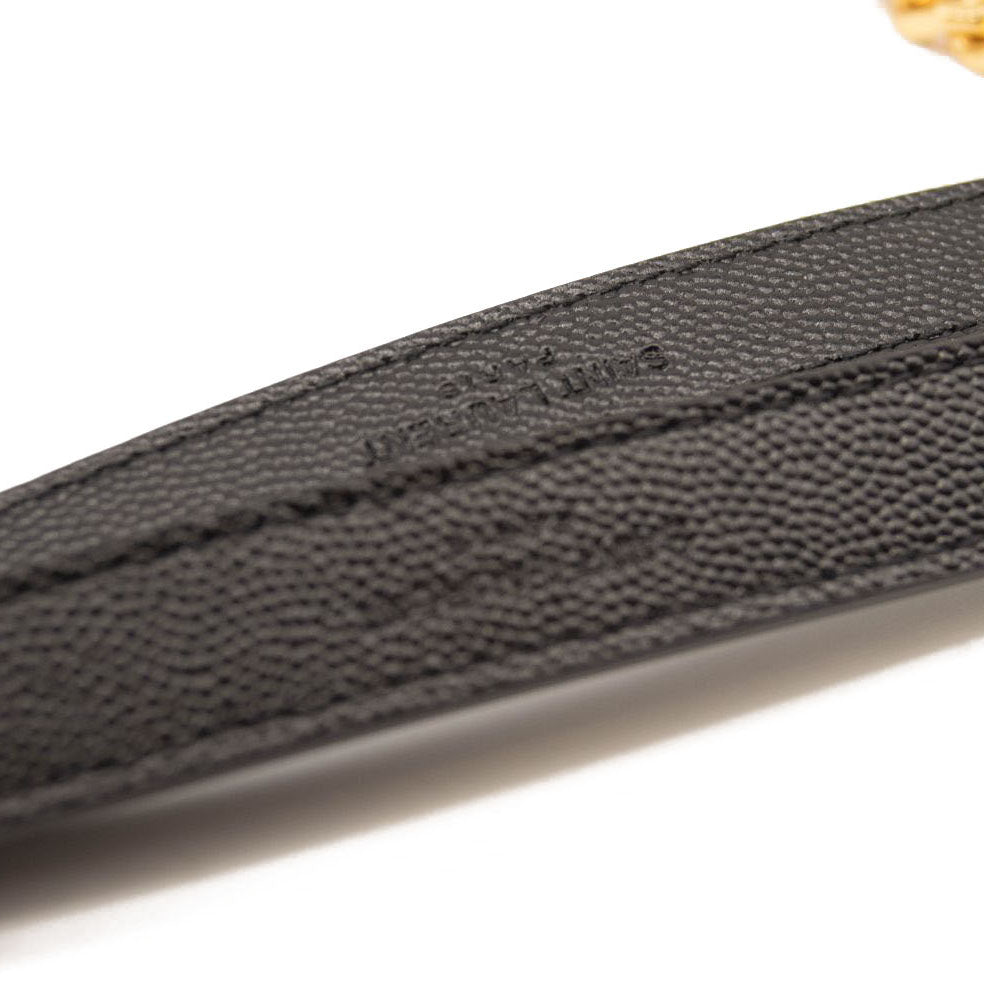 NEW Saint Laurent Grain De Poudre Textured Mixed Matelasse Triquilt Medium Monogram Satchel Black