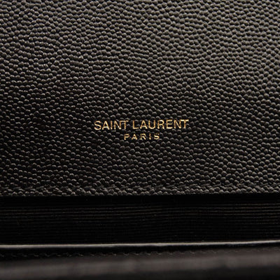 NEW Saint Laurent Grain De Poudre Textured Mixed Matelasse Triquilt Medium Monogram Satchel Black