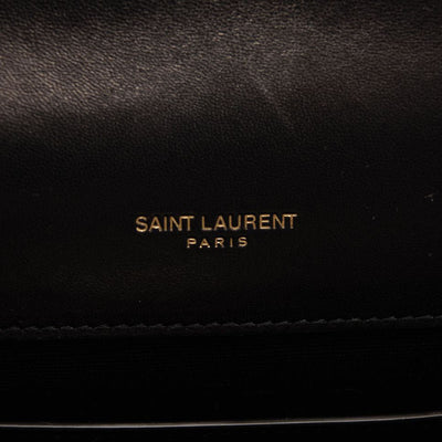 NEW Saint Laurent Smooth Mixed Matelasse Triquilt Medium Monogram Satchel Black