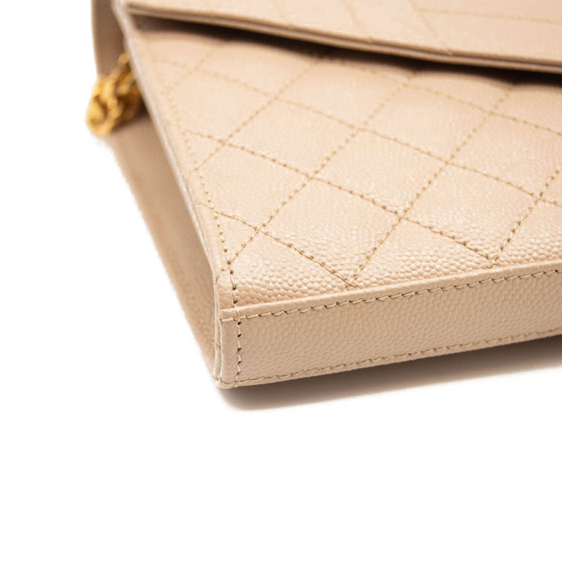 NEW Saint Laurent Envelope Wallet On Chain Bag Mixed Matelasse Beige