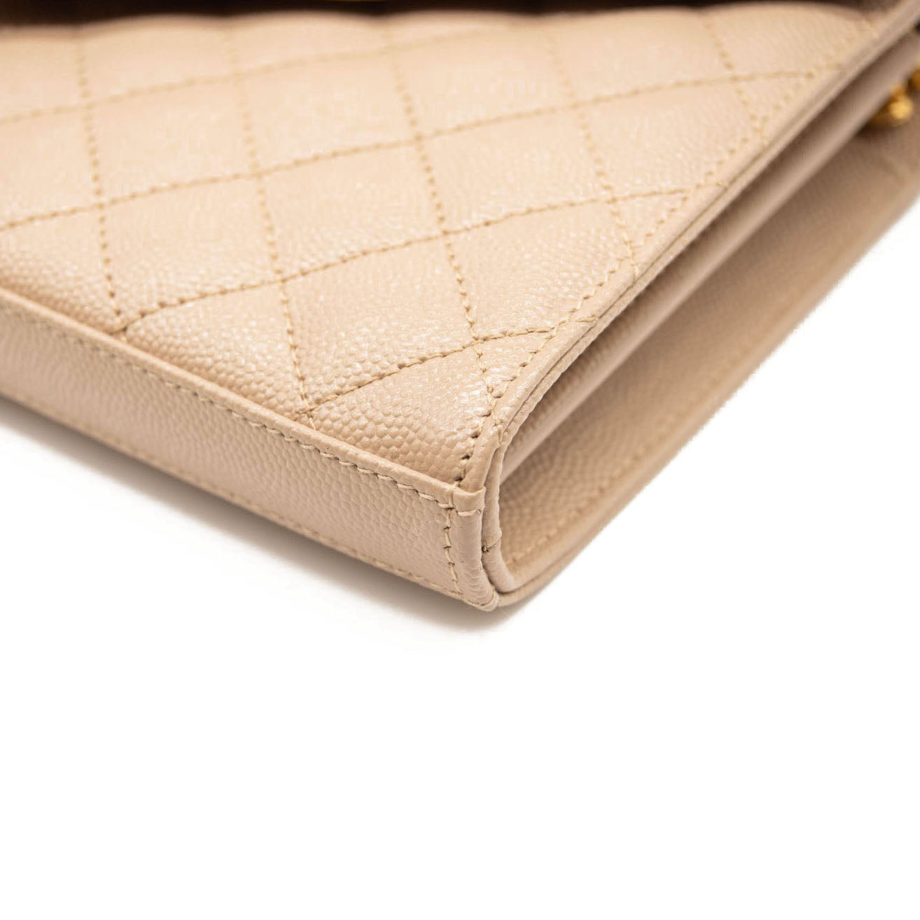 NEW Saint Laurent Envelope Wallet On Chain Bag Mixed Matelasse Beige