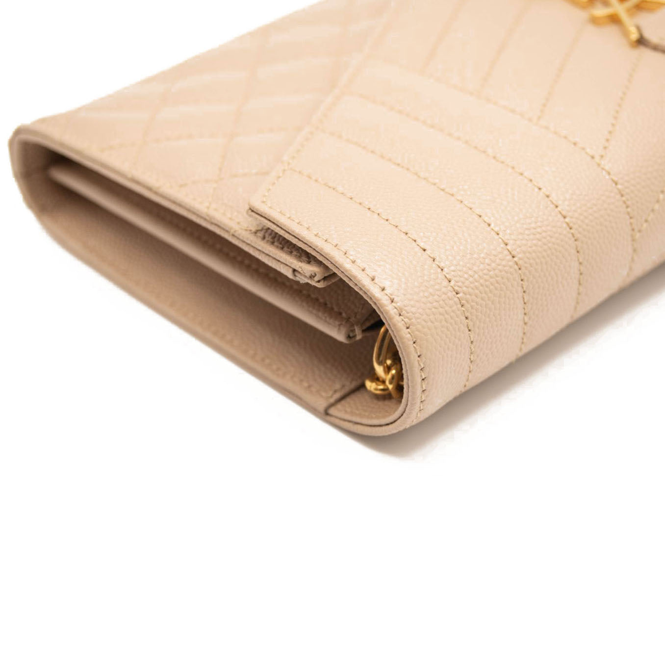 NEW Saint Laurent Envelope Wallet On Chain Bag Mixed Matelasse Beige