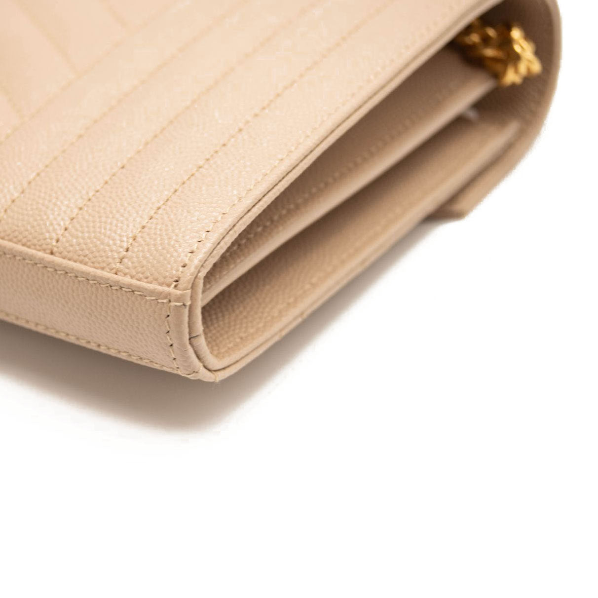 NEW Saint Laurent Envelope Wallet On Chain Bag Mixed Matelasse Beige