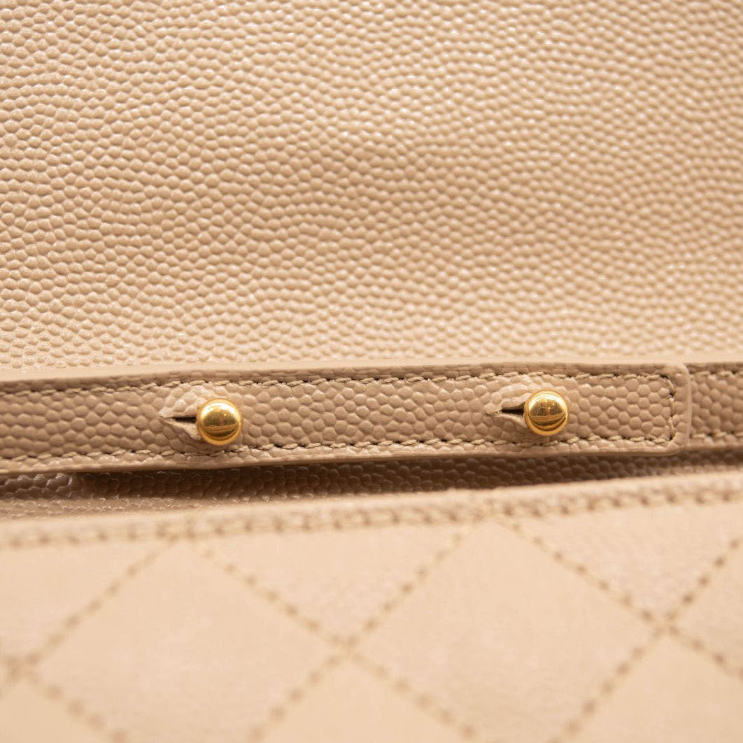 NEW Saint Laurent Envelope Wallet On Chain Bag Mixed Matelasse Beige