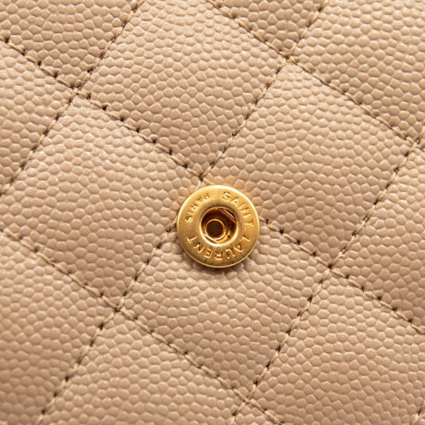 NEW Saint Laurent Envelope Wallet On Chain Bag Mixed Matelasse Beige