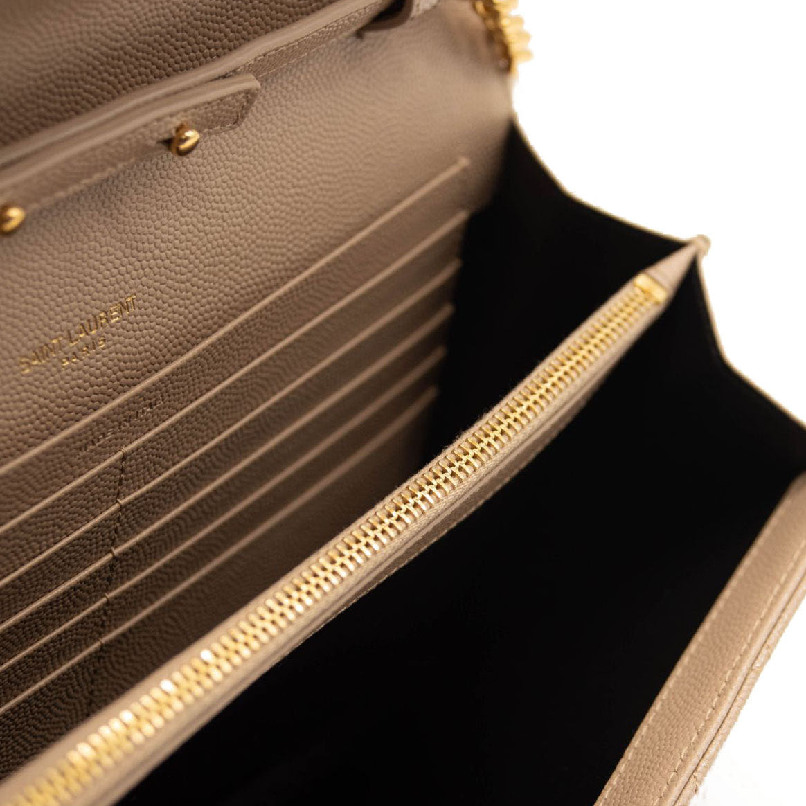 NEW Saint Laurent Envelope Wallet On Chain Bag Mixed Matelasse Beige