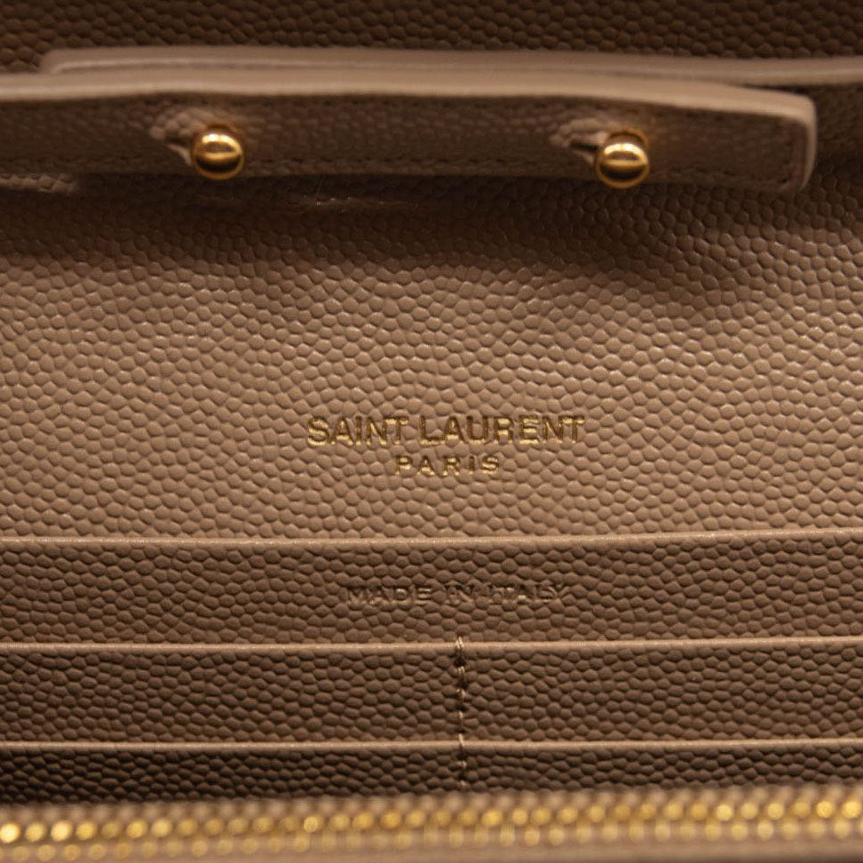 NEW Saint Laurent Envelope Wallet On Chain Bag Mixed Matelasse Beige