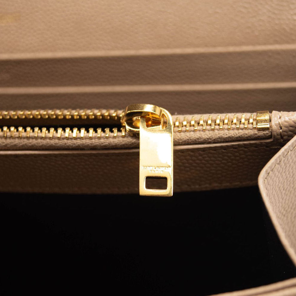 NEW Saint Laurent Envelope Wallet On Chain Bag Mixed Matelasse Beige