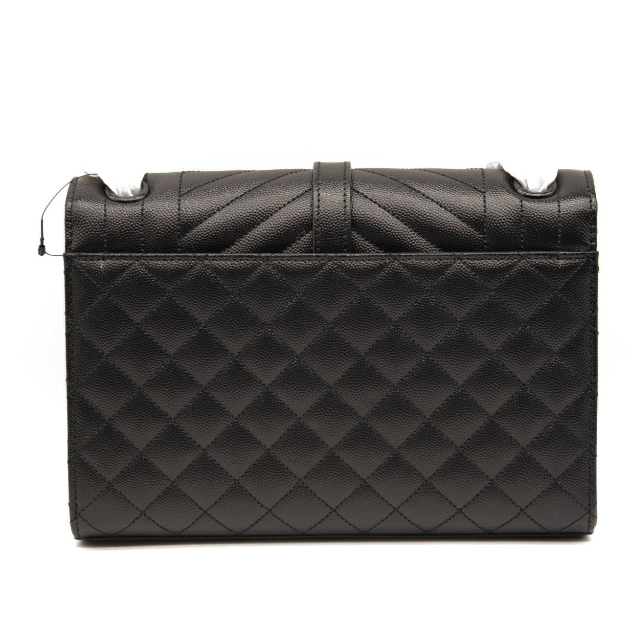NEW Saint Laurent Grain De Poudre Textured Mixed Matelasse Triquilt Medium Monogram Satchel Black