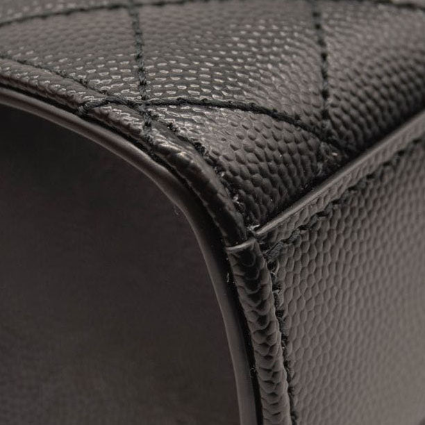 NEW Saint Laurent Grain De Poudre Textured Mixed Matelasse Triquilt Medium Monogram Satchel Black