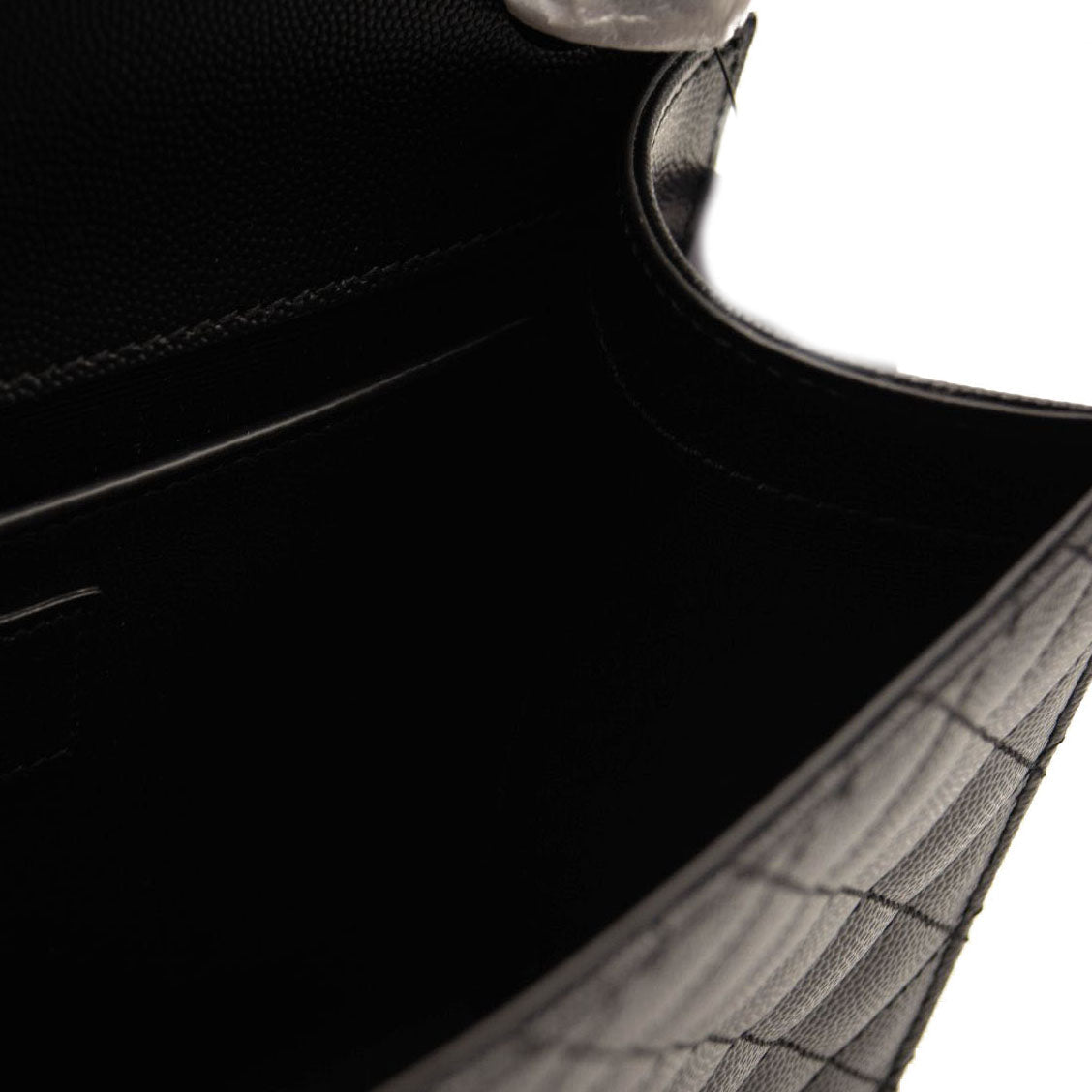 NEW Saint Laurent Grain De Poudre Textured Mixed Matelasse Triquilt Medium Monogram Satchel Black