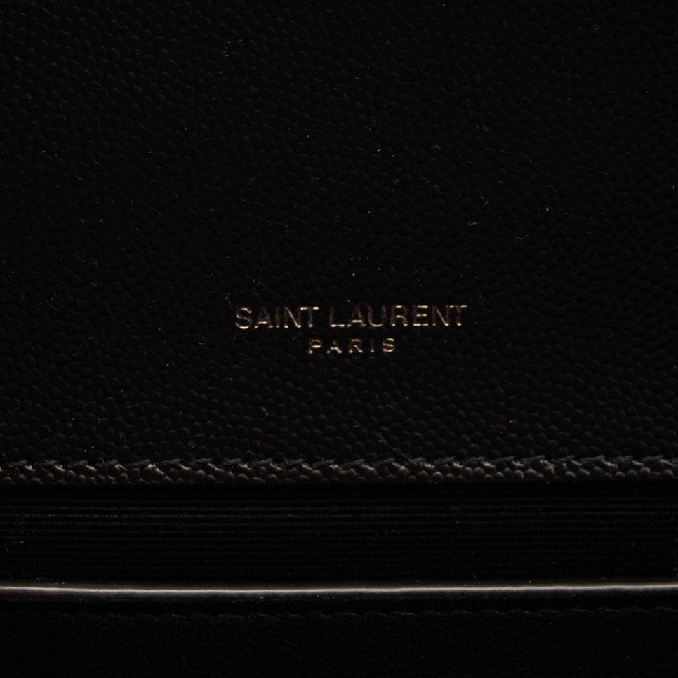 NEW Saint Laurent Grain De Poudre Textured Mixed Matelasse Triquilt Medium Monogram Satchel Black