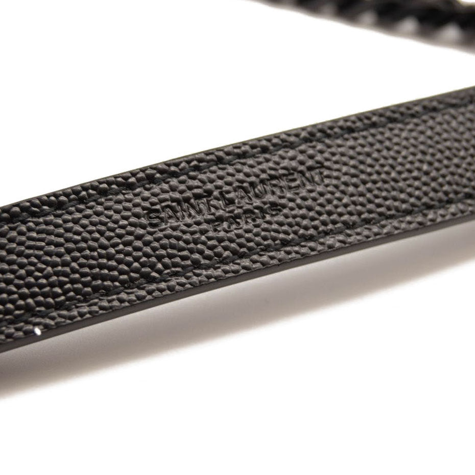 NEW Saint Laurent Grain De Poudre Textured Mixed Matelasse Triquilt Medium Monogram Satchel Black