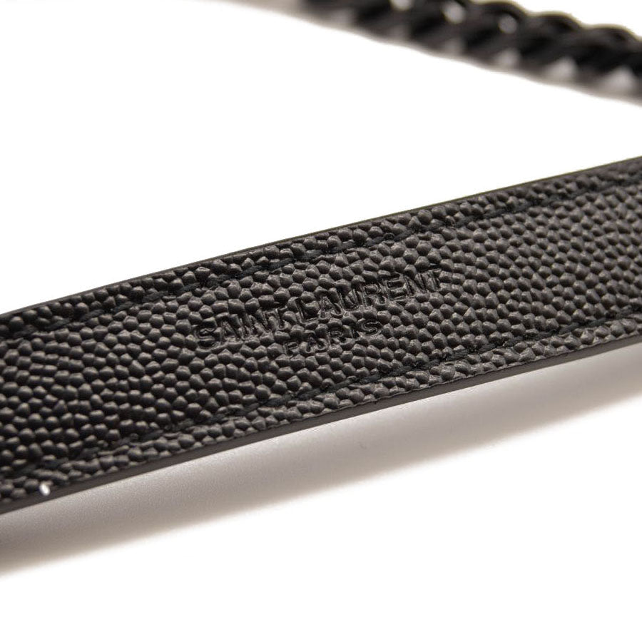 NEW Saint Laurent Grain De Poudre Textured Mixed Matelasse Triquilt Medium Monogram Satchel Black