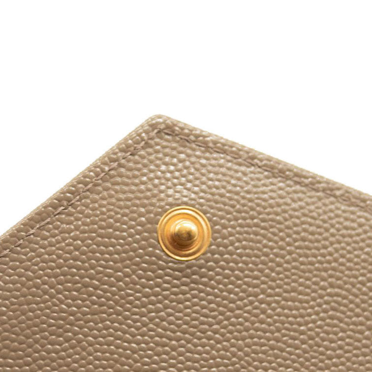 NEW Saint Laurent Envelope Wallet On Chain Bag Mixed Matelasse Dark Beige