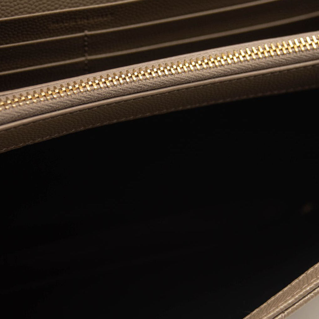 NEW Saint Laurent Envelope Wallet On Chain Bag Mixed Matelasse Dark Beige