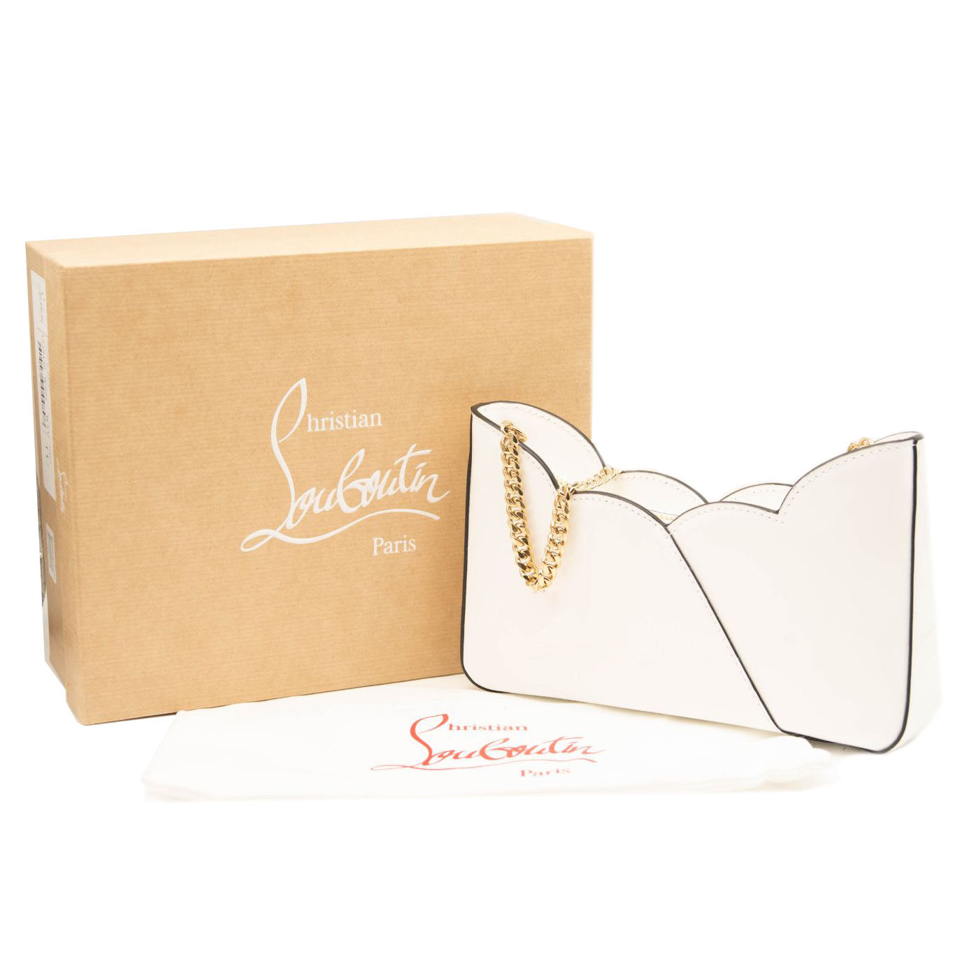NEW Christian Louboutin White Small Hot Chick Leather Baguette Bag
