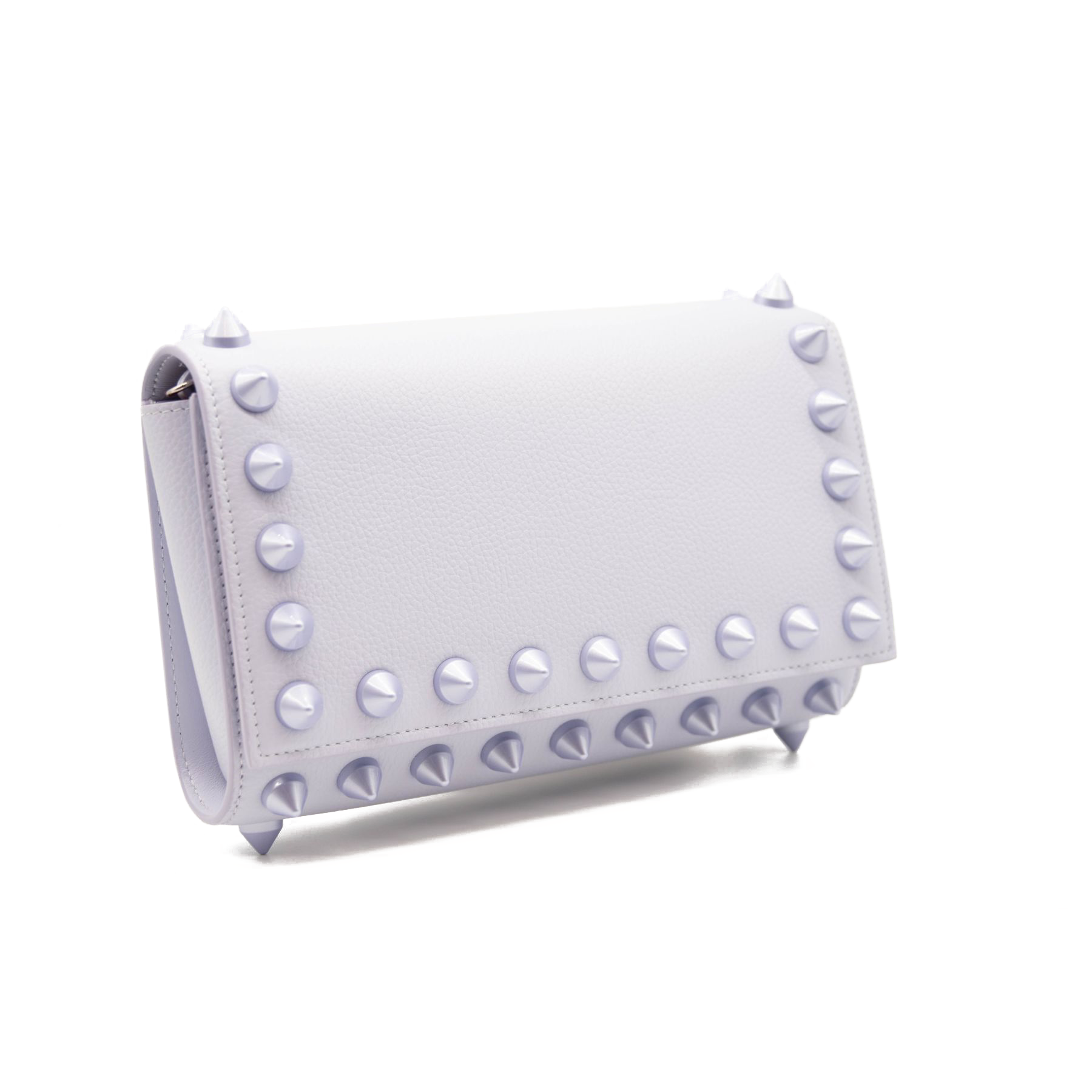 NEW Christian Louboutin Paloma Empire Maxi Spike Trim Clutch Skylight