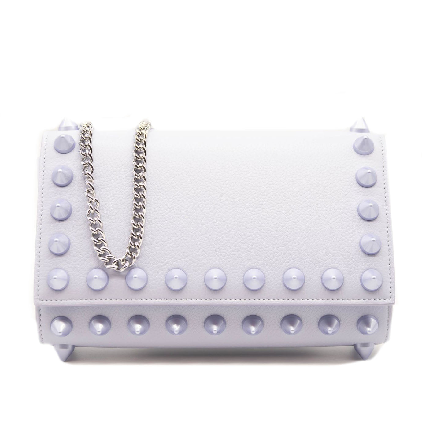 NEW Christian Louboutin Paloma Empire Maxi Spike Trim Clutch Skylight
