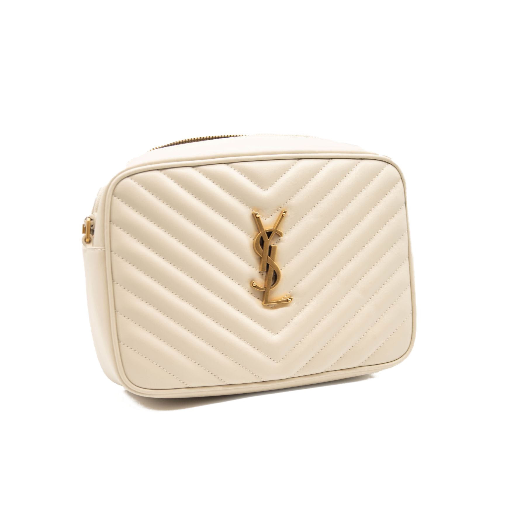 NEW SAINT LAURENT Calfskin Matelasse Monogram Lou Camera Bag in Off White Cream