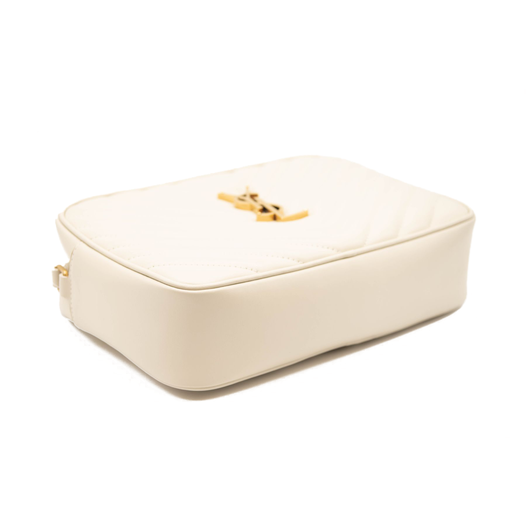 NEW SAINT LAURENT Calfskin Matelasse Monogram Lou Camera Bag in Off White Cream
