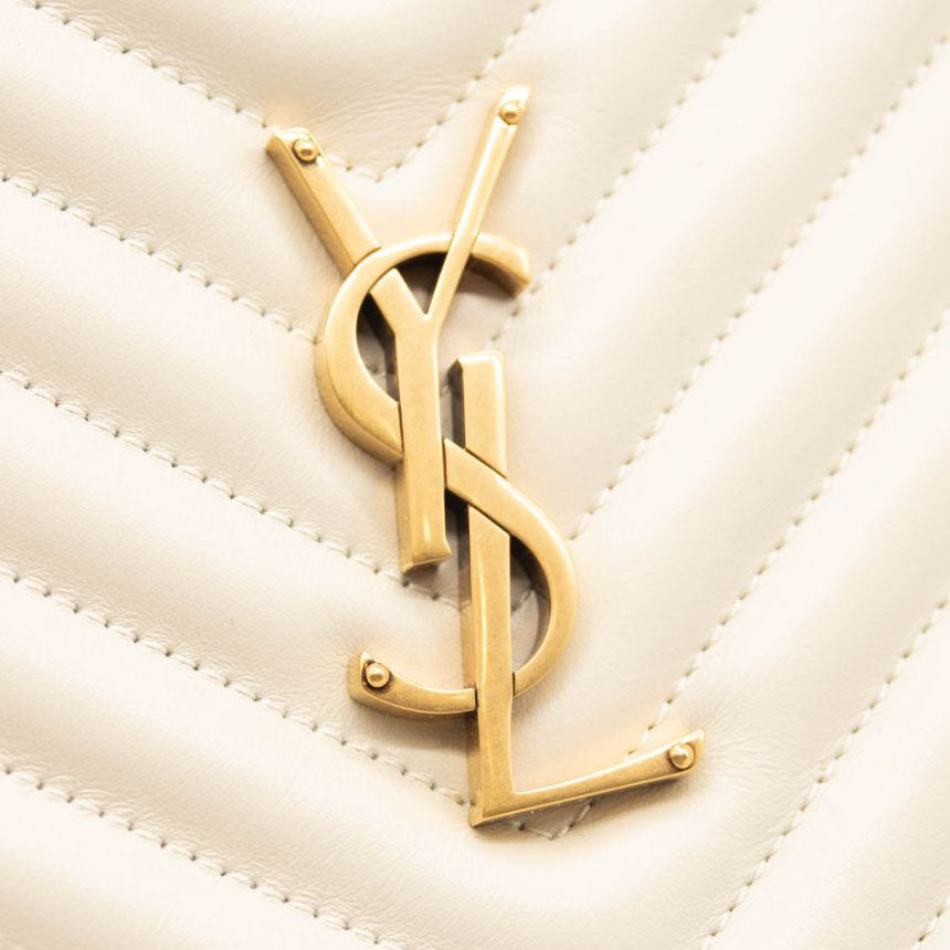 NEW SAINT LAURENT Calfskin Matelasse Monogram Lou Camera Bag in Off White Cream