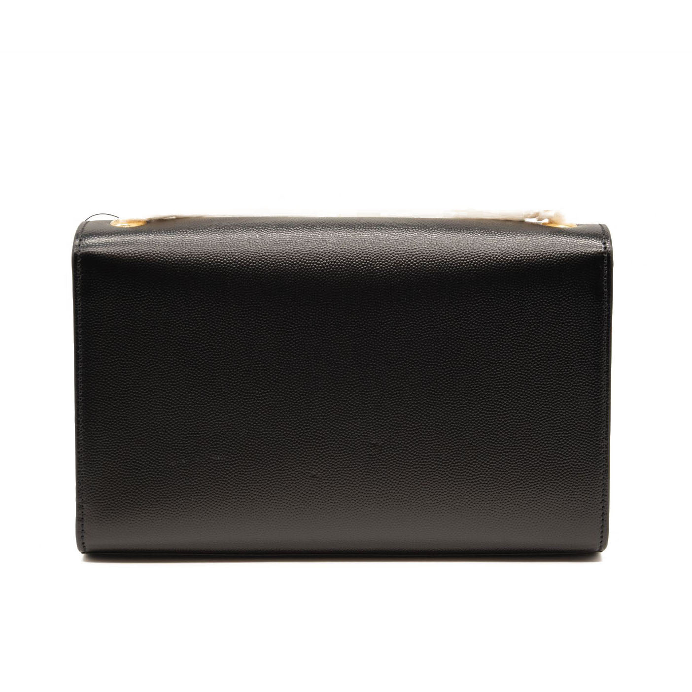 NEW Saint Laurent Grain De Poudre Medium Classic Monogram Kate Satchel Black Gold