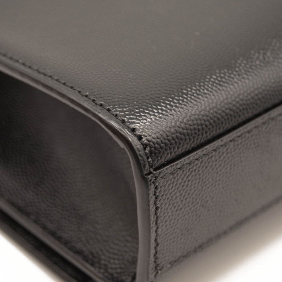 NEW Saint Laurent Grain De Poudre Medium Classic Monogram Kate Satchel Black Gold