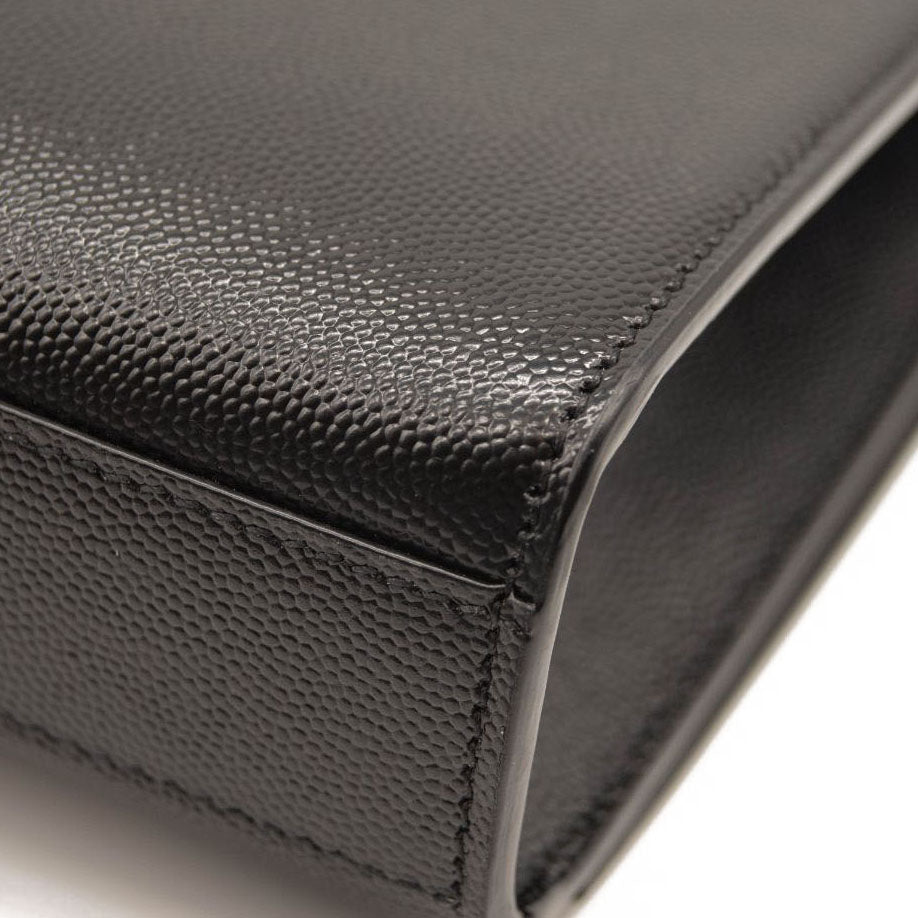 NEW Saint Laurent Grain De Poudre Medium Classic Monogram Kate Satchel Black Gold