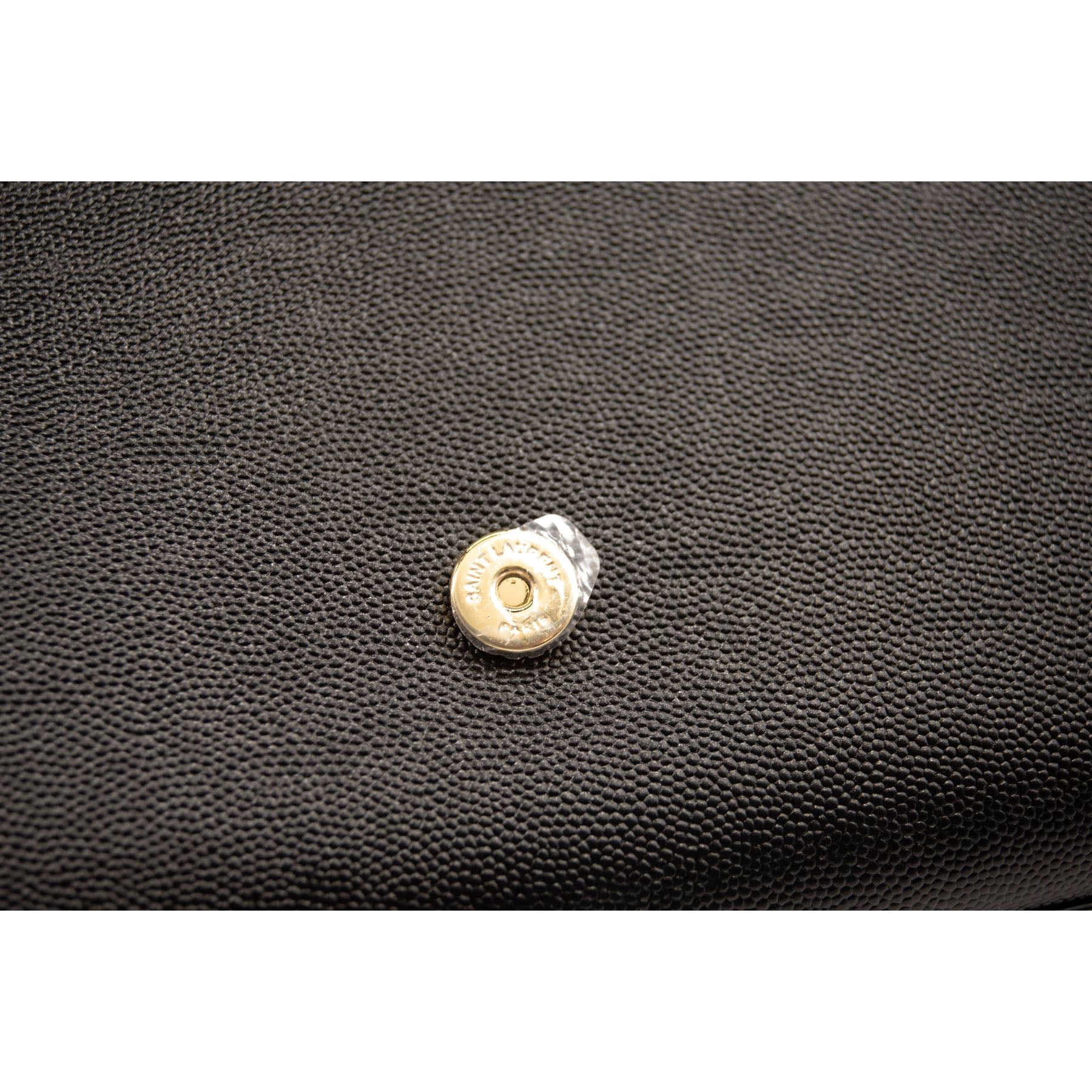 NEW Saint Laurent Grain De Poudre Medium Classic Monogram Kate Satchel Black Gold