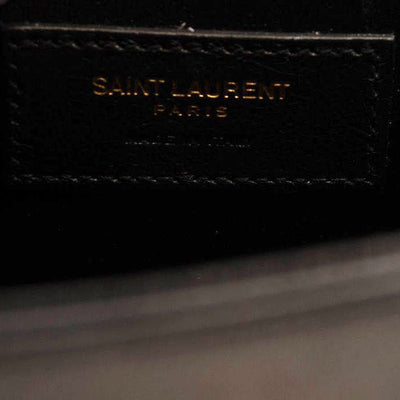NEW Saint Laurent Grain De Poudre Medium Classic Monogram Kate Satchel Black Gold