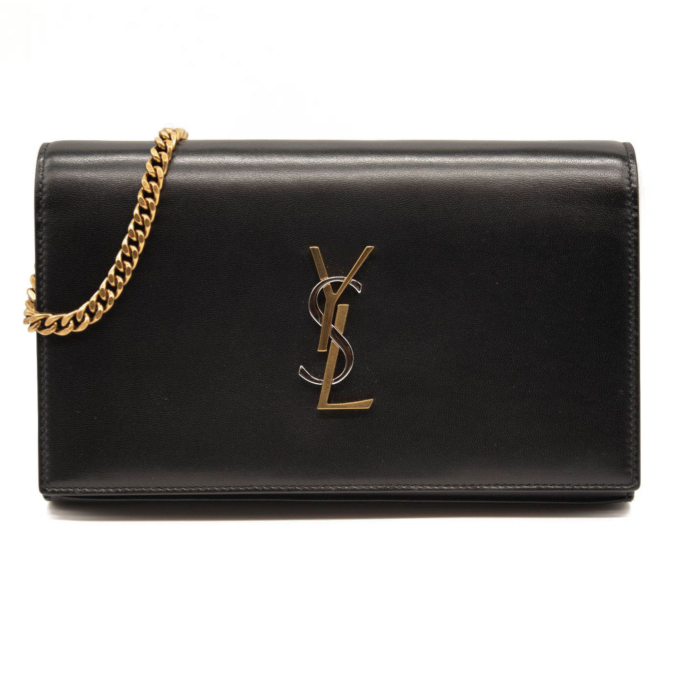 NEW Saint Laurent Monogram Cassandra Tri Metal Chain Wallet Bag WOC