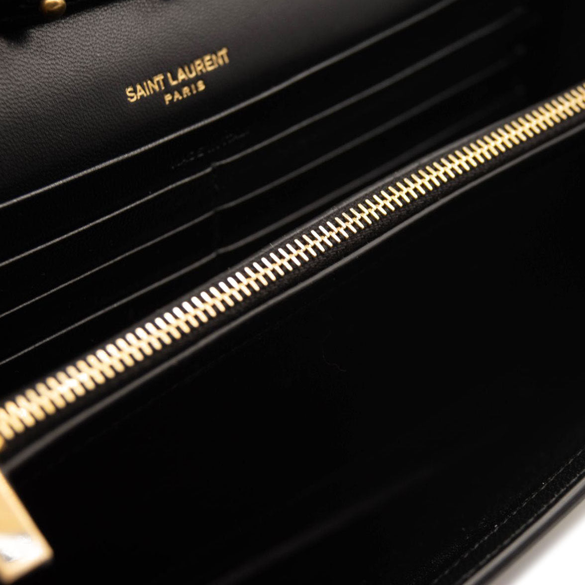 NEW Saint Laurent Monogram Cassandra Tri Metal Chain Wallet Bag WOC