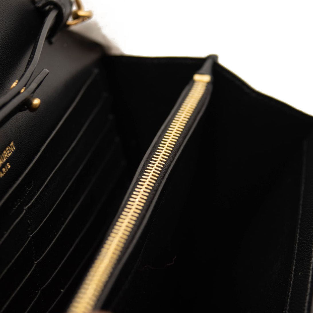 NEW Saint Laurent Monogram Cassandra Tri Metal Chain Wallet Bag WOC